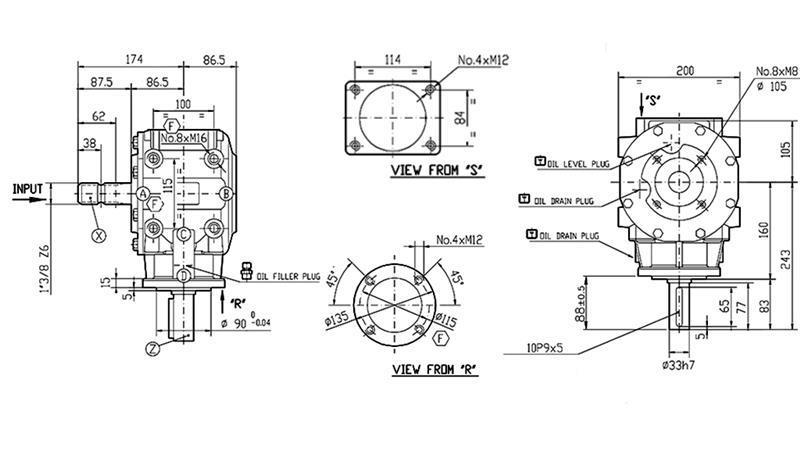 REDUCTOR DE ÁNGULO T-313J 1:3 (62HP-45.6kW)