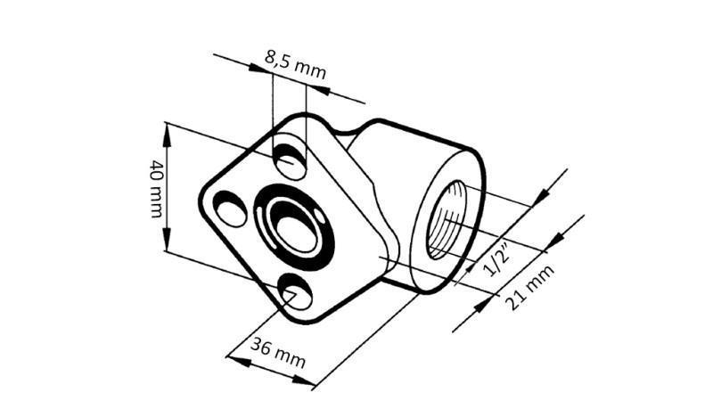 RØRFORBINDELSE 1/2 - VINKELFLANGE fi 40