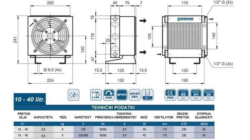 ENFRIADOR DE ACEITE AC 230V HY01001 10-40 LIT