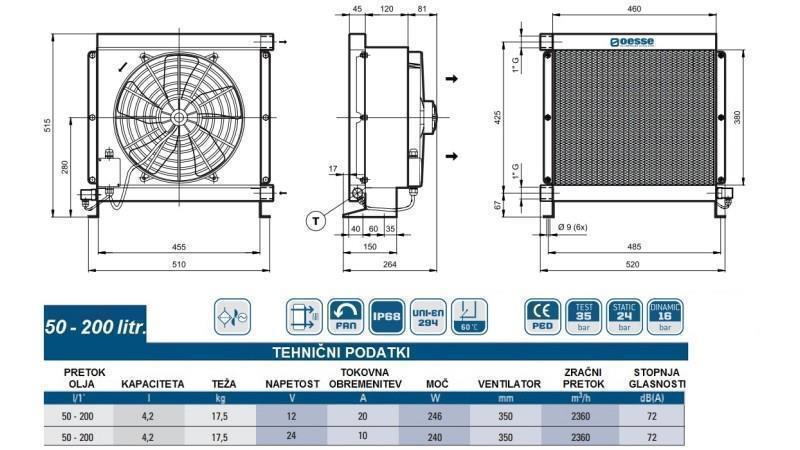 ENFRIADOR DE ACEITE DC 12V HY05702 50-200 LIT