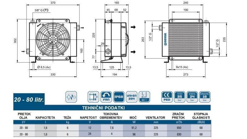 ENFRIADOR DE ACEITE DC 24V HY01604 20-80 LIT