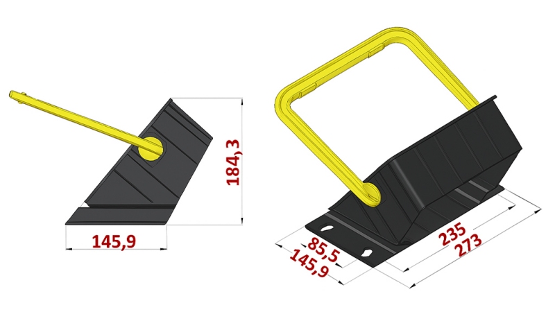 PIDIKKEEN BRACKET PLASTIKKIVÄLIKAPPALE DIN 76051/E53 6,500 KG