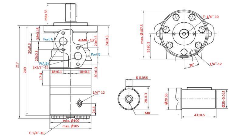 HIDROMOTOR B/MR 100 - CON FRENOS