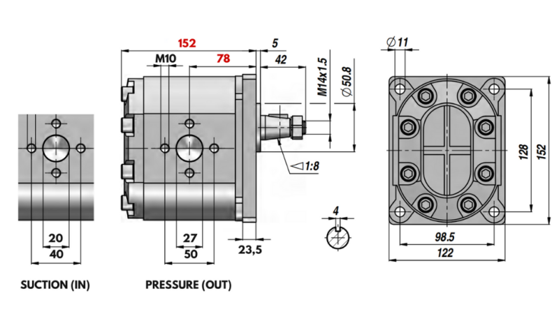 BOMBA HIDRÁULICA GR.3 55 CC DERECHA - FLANGES