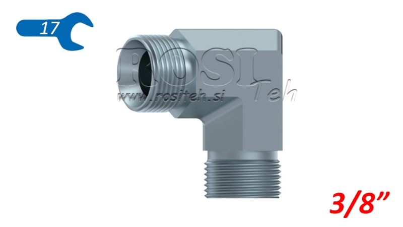 CODO HIDRÁULICO 90° BSP CORTO MACHO-MACHO 3/8