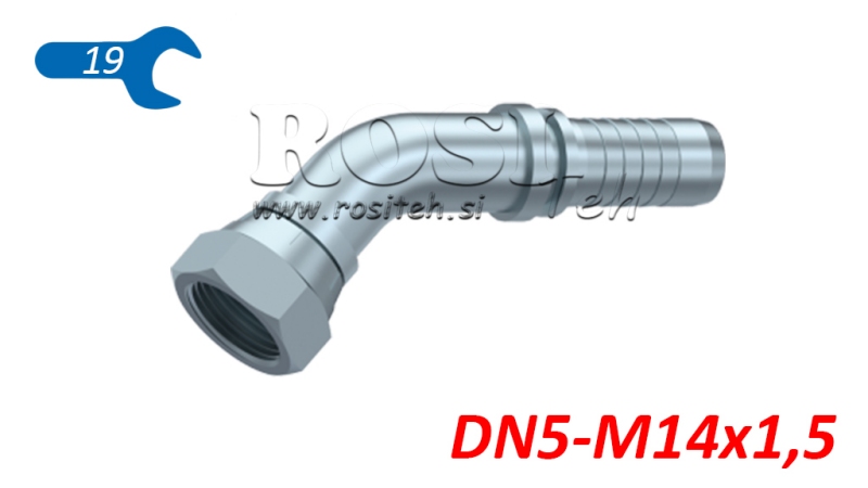 CONEXIÓN HIDRÁULICA BSP CODO FEMENINO 45° DN5-M14X1,5
