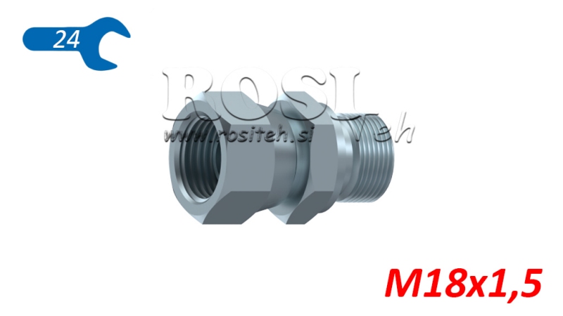 CONECTOR DOBLE HIDRÁULICO TUERCA GIRATORIA M18X1,5