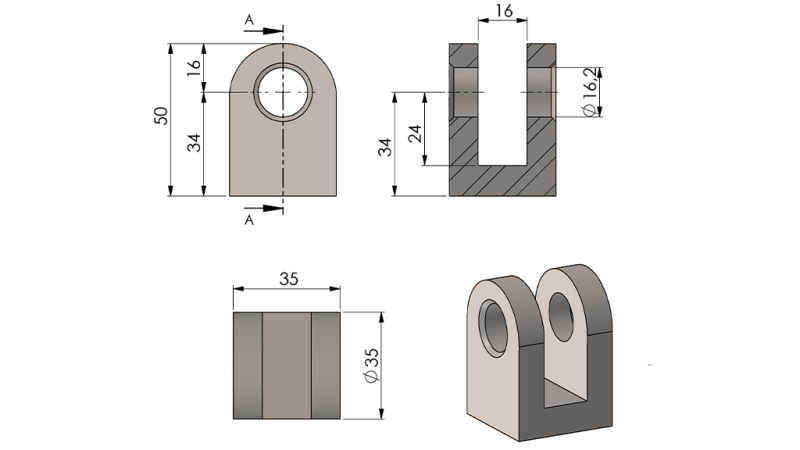 GAFLER TIL CYLINDER 40MM - FI20