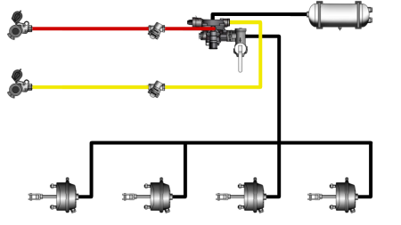 JUEGO DE FRENOS AIRE-HIDRÁULICOS PARA REMOLQUE SISTEMA COMPLETO DE CIRCUITO DUAL 4 CILINDROS