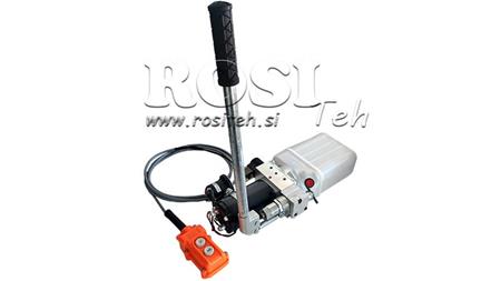 AGREGADO HIDRÁULICO MINI 12V CC - 0.8kW = 0.5cc - 1.5 lit - unidad monofásica (PVC) con bomba manual