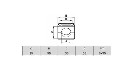SOPORTE DE TUBO FI 25 - dimensiones