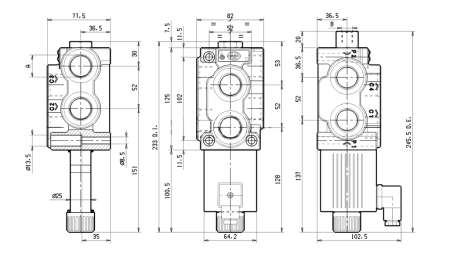 6 valvola di corsa 3/4 (6/2) 12V - 140lit