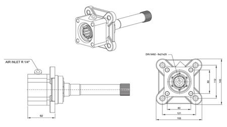 Dimensioner UDGANG FOR HYDRAULISK PUMPE - VOLVO SR-1700-1