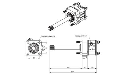 Dimensioner UDGANG FOR HYDRAULISK PUMPE - MAN ROTERDAR