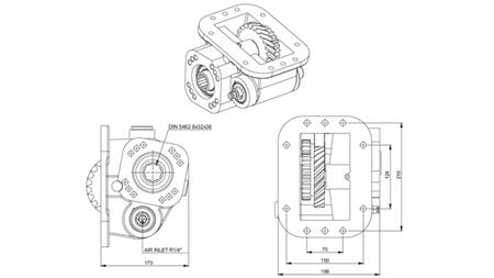 Dimensiones SALIDA PARA BOMBA HIDRÁULICA - SCANIA GRS 900