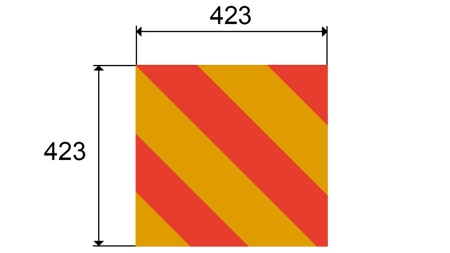 SEÑAL DE ADVERTENCIA DE ALUMINIO PARA VEHÍCULOS Y ACCESORIOS DIM.423X423MM