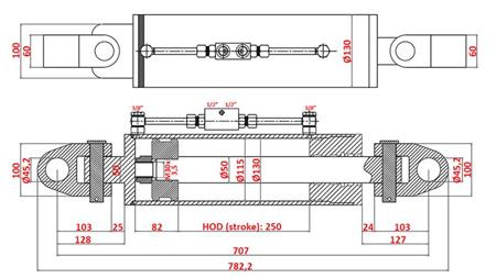 HYDRAULISK TRÆKKER SPECIAL - 4. KLASSE 115/50-250 (180-380HK)(45.2mm)