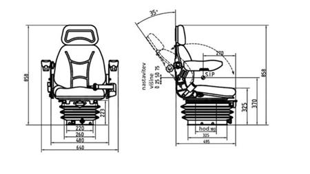 ASIENTO UNIVERSAL PARA TRACTORES Y MÁQUINAS CON DESCANSABRAZOS CÓMODO