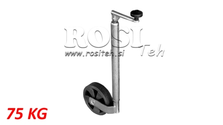 PIE DE SOPORTE ROSCADO CON RUEDA PARA REMOLQUES 190MM 75KG
