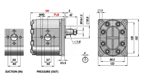 HYDRAULICKÉ ČERPADLO GR.3 39 CC LEVÉ - PŘÍROBNICE