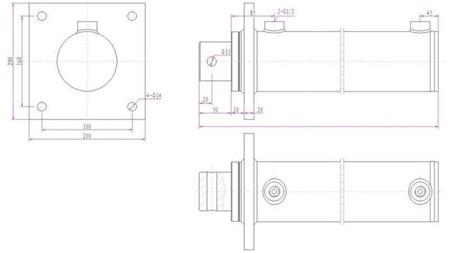 CILINDRO HIDRÁULICO PARA DIVISOR DE MADERA CON PLACA DE MONTAJE 100/60-1050