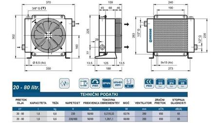ENFRIADOR DE ACEITE AC 230V HY01601 20-80 LIT
