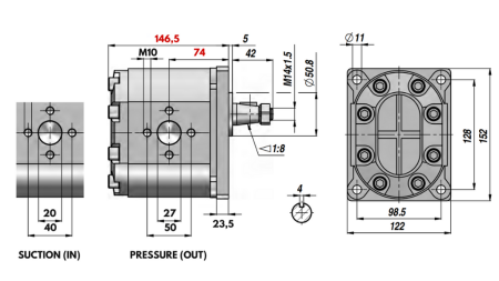 BOMBA HIDRÁULICA GR.3 46 CC IZQUIERDA - FLANGES