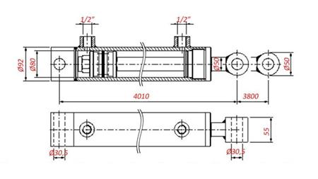 CILINDRO HIDRÁULICO PARA REMOLQUE - AGUJERO 80/50-3800
