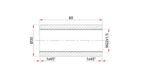 CONECTOR DE SOLDADURA 30x60 PARA TERMINAL M22x1.5