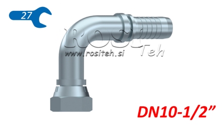 RACCORD HYDRAULIQUE BSP FEMELLE COUDE 90° DN10-1/2
