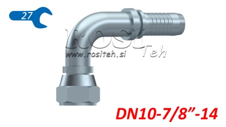 HYDRAULINEN YHTEYS DKJ JIC74° NAISPUOLEINEN KULMA 90° DN10-7/8-14