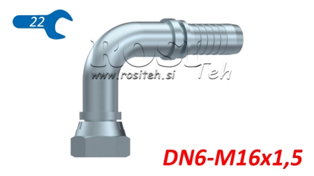 GIUNZIONE IDRAULICA BSP FEMMINA CURVA 90° DN6-M16X1.5