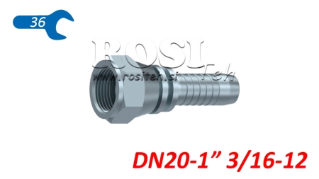 HYDRAULISK FORBINDELSE DKJ JIC74° HUN DN20-1” 3/16-12