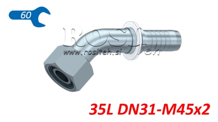 HIDRAULIČNI PRIKLJUČAK DKOL 35L ŽENSKI KOLJENO 45 DN31-M45x2