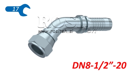 COLLEGAMENTO IDRAULICO DKJ JIC74° CURVA FEMMINA 45° DN8-1/2-20