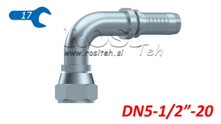 HYDRAULINEN YHTEYS DKJ JIC74° NAISPUOLEINEN KULMA 90° DN5-1/2-20