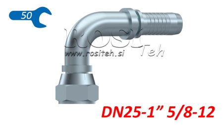 HYDRAULINEN YHTEYS DKJ JIC74° NAISPUOLEINEN KULMA 90° DN25-1 5/8-12