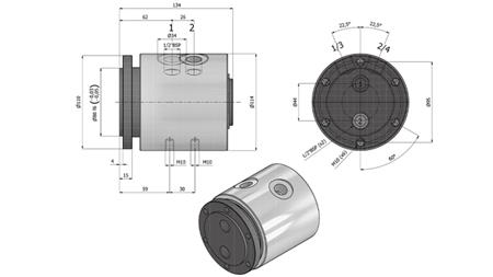 CONECTOR GIRATORIO HIDRÁULICO 2VÍAS IH2050-GS6LS 1/2 45LIT/MIN 250RPM 350BAR