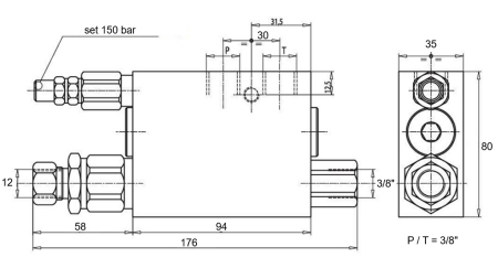 HYDRAULIKZYLINDER 60/40-165 MIT PFLUGWENDEVENTIL - ERDEPFLUG