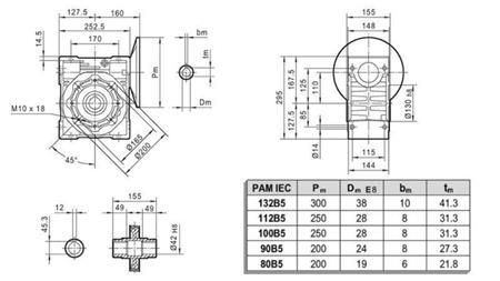 REDUCTOR PMRV-110 PARA MOTOR ELÉCTRICO MS132 (5.5-7.5kW) RELACIÓN 10:1