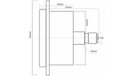 MANÓMETRO DN63 TRASERO 0 - 315 BAR - 1/4 -dimensiones