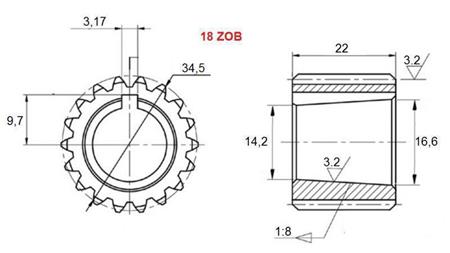 PTO GEARS GR.3 - GR.2 Z18