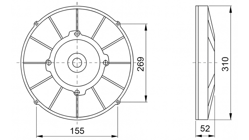 AXIÁLIS HŰTŐVENTILÁTOR 280MM PULL 24V