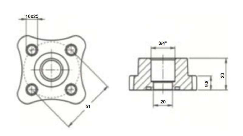 KONEKTOR HADICE 3/4 - PLATOVÁ FLANŠE fi 50