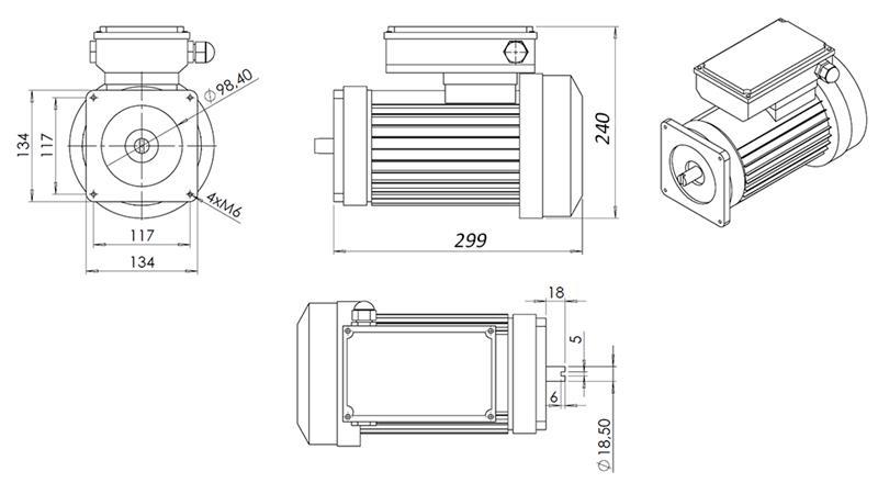 MOTOR DE REEMPLAZO PARA AGREGADO HIDRÁULICO 230V 1.5kW