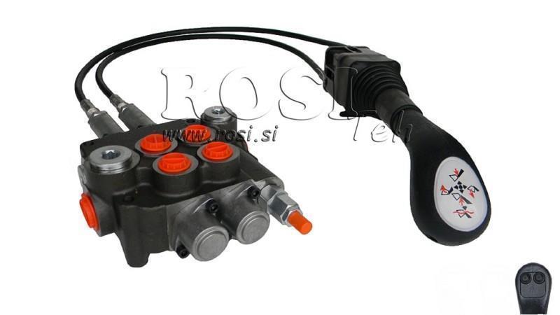 JOYSTICK 2x BOTÓN CON POLEA 2.5 m Y VÁLVULA HIDRÁULICA 2xP80 l.